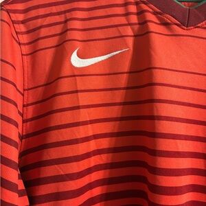 Nike Red and Maroon Striped Jersey